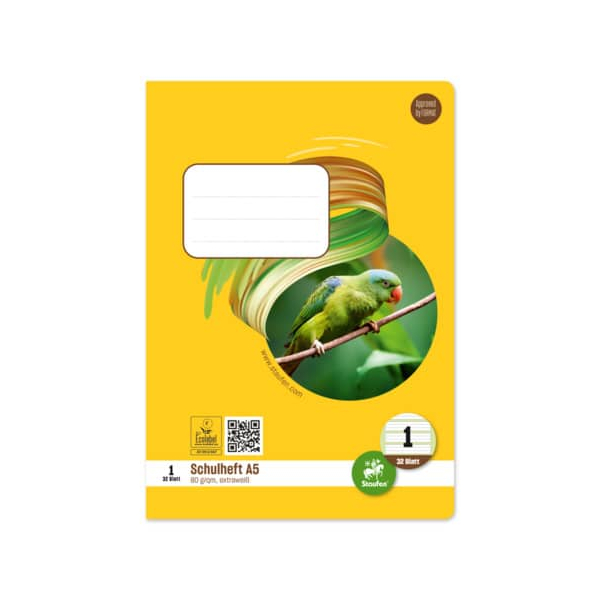 9002244554470 - Schulheft 040532001 Style Lineatur 1   Schreiblern-Lineatur   keine A5 80g gelb 32 Blatt   64 Seiten 9002244554470 Staufen
