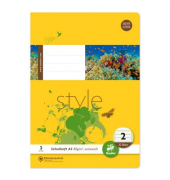 Schulheft 040532002 Style, Lineatur 2 / Schreiblern-Lineatur / keine, A5, 80g, gelb, 32 Blatt / 64 Seiten
