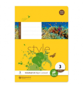 Schulheft 040532003 Style, Lineatur 3 / liniert / keine, A5, 80g, gelb, 32 Blatt / 64 Seiten