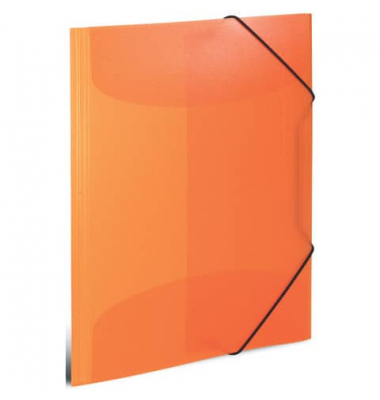 Gummizugmappe Transluzent - Designserie 19503, A4 orange Polypropylen (PP), f&uuml;r ca. 50 Blatt  (80 g/m&sup2;), mit 3 Einschlagklappen