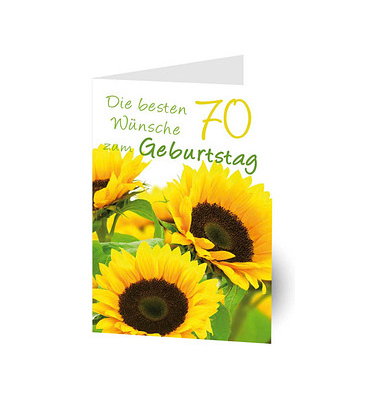 Geburtstagskarten 70. Sonnenblumen LU1485 11,5cm x 17,5cm (BxH) 260g Motiv Chromopapier FSC