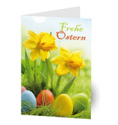 Osterkarten Ostern Narzisse mit Ostereier LU891 11,5cm x 17,5cm (BxH) 260g Motiv Chromopapier FSC