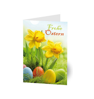 Osterkarten Ostern Narzisse mit Ostereier LU891 11,5cm x 17,5cm (BxH) 260g Motiv Chromopapier FSC