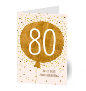 Geburtstagskarten 80. Ballon LU2637 11,5cm x 17,5cm (BxH) 260g Motiv Chromopapier FSC