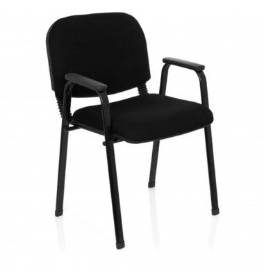 Besucherstuhl XT 650, schwarz / schwarz, mit Armlehnen, 4-Fuß-Gestell