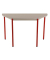 Schreibtisch, 74cm (H), 120x60cm (BxT), halbrund, grau / rot