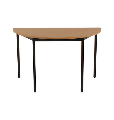 Schreibtisch, 74cm (H), 120x60cm (BxT), halbrund, buche / schwarz