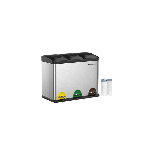 6955880353255 - Songmics - Mülleimer Abfalleimer Treteimer mit Inneneimer 45L (in verschiedenen Maßen) Edelstahl LTB45L - Silber 6955880353255 - Songmics - Mülleimer Abfalleimer Treteimer mit Inneneimer 45L (in verschiedenen Maßen) Edelstahl LTB45L - Silber
