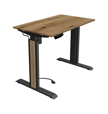 Sitz-Steh-Schreibtisch Move 1 advance, elektrisch höhenverstellbar, 74-123cm (H), 100x60cm (BxT), rechteckig, eiche / anthrazit/