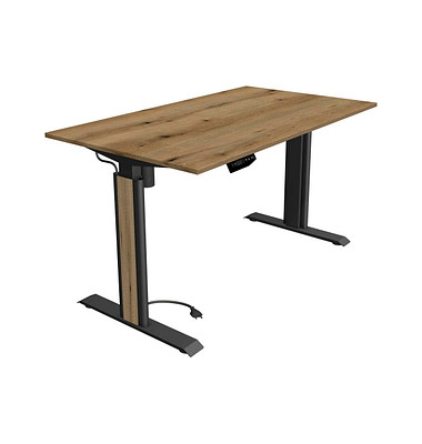 Sitz-Steh-Schreibtisch Move 1 advance, elektrisch höhenverstellbar, 74-123cm (H), 140x80cm (BxT), rechteckig, eiche / anthrazit/