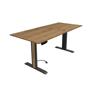 Sitz-Steh-Schreibtisch Move 1 advance, elektrisch höhenverstellbar, 74-123cm (H), 180x80cm (BxT), rechteckig, eiche / anthrazit/