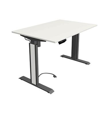 Sitz-Steh-Schreibtisch Move 1 advance, elektrisch höhenverstellbar, 74-123cm (H), 120x80cm (BxT), rechteckig, weiß / anthrazit/w