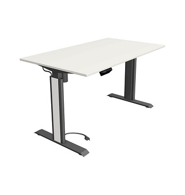 Sitz-Steh-Schreibtisch Move 1 advance, elektrisch höhenverstellbar, 74-123cm (H), 140x80cm (BxT), rechteckig, weiß / anthrazit/w