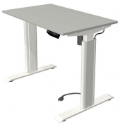 Sitz-Steh-Schreibtisch Move 1 advance, elektrisch höhenverstellbar, 74-123cm (H), 100x60cm (BxT), rechteckig, lichtgrau / weiß/l