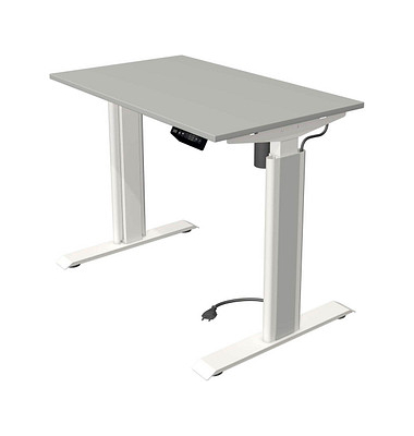 Sitz-Steh-Schreibtisch Move 1 advance, elektrisch höhenverstellbar, 74-123cm (H), 100x60cm (BxT), rechteckig, lichtgrau / weiß/l