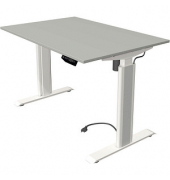 Sitz-Steh-Schreibtisch Move 1 advance, elektrisch höhenverstellbar, 74-123cm (H), 120x80cm (BxT), rechteckig, lichtgrau / weiß/l