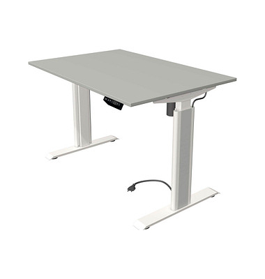 Sitz-Steh-Schreibtisch Move 1 advance, elektrisch höhenverstellbar, 74-123cm (H), 120x80cm (BxT), rechteckig, lichtgrau / weiß/l