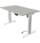 Sitz-Steh-Schreibtisch Move 1 advance, elektrisch höhenverstellbar, 74-123cm (H), 140x80cm (BxT), rechteckig, lichtgrau / weiß/l