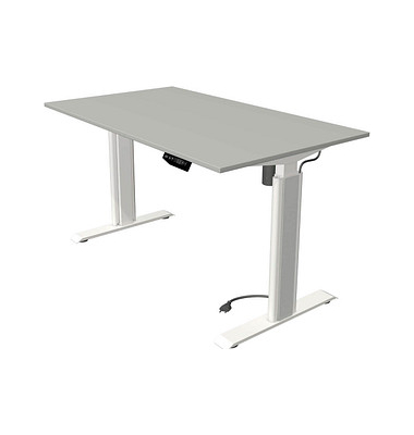 Sitz-Steh-Schreibtisch Move 1 advance, elektrisch höhenverstellbar, 74-123cm (H), 140x80cm (BxT), rechteckig, lichtgrau / weiß/l