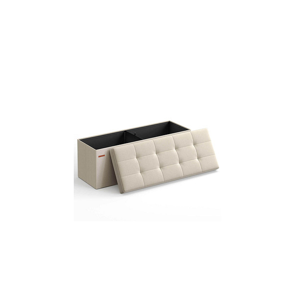 6955880324330 - Songmics - Sitzbank mit Stauraum 110 cm klappbare Sitztruhe Aufbewahrungsbox Fußbank Beige 6955880324330 - Songmics - Sitzbank mit Stauraum 110 cm klappbare Sitztruhe Aufbewahrungsbox Fußbank Beige