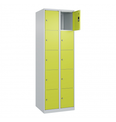 C+P Schließfachschrank Classic PLUS 2x5Fächer 1850x600x500mm l.grc.gn