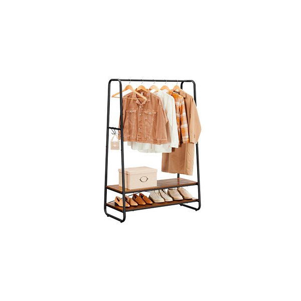 0194343022833 - VASAGLE Kleiderständer Garderobenständer Garderobe 2 Ablagen 6 Haken in S-Form Stahlgestell für Schlafzimmer Flur Eingangsbereich 0194343022833 - VASAGLE Kleiderständer Garderobenständer Garderobe 2 Ablagen 6 Haken in S-Form Stahlgestell für Schlafzimmer Flur Eingangsbereich