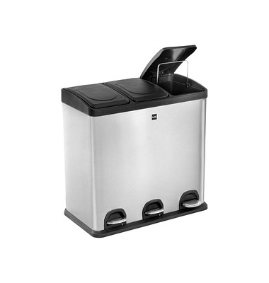 M&uuml;lleimer the seperator, 3x20 Liter, EdelstahlTragegriff Deckel Einsatz Griffrand