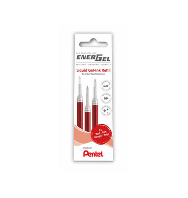 3 Pentel EnerGel Gelschreiberminen rot