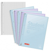 Collegeblock 10-6732894 Student Pastell, Lineatur 28 / kariert mit Rand innen/außen, A4, 90g, blau/violett, 80 Blatt