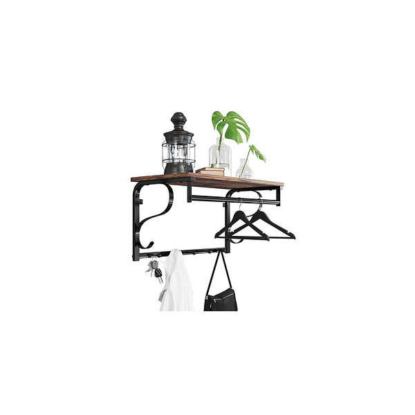 6955880358632 - Wandmontiertes Regal 5 Haken Hakenregal und Kleiderstange für Eingangsbereich Flur Badezimmer Wohnzimmer rustikales Braun Schwarz LCR11BX 6955880358632 - Wandmontiertes Regal 5 Haken Hakenregal und Kleiderstange für Eingangsbereich Flur Badezimmer Wohnzimmer rustikales Braun Schwarz LCR11BX