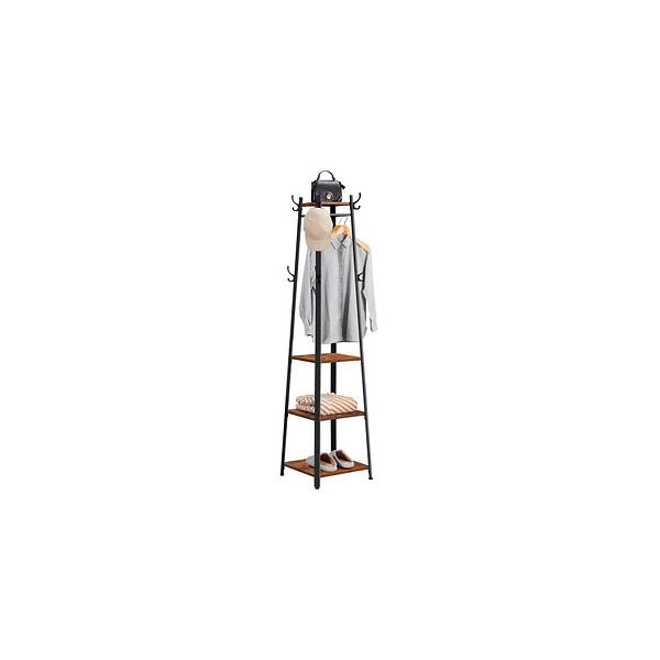 6955880358939 - VASAGLE Garderobenständer im Industrie-Design Kleiderständer Garderobe mit 3 Ablagen Haken Kleiderstange stabil mit Metallgestell Holzoptik 6955880358939 - VASAGLE Garderobenständer im Industrie-Design Kleiderständer Garderobe mit 3 Ablagen Haken Kleiderstange stabil mit Metallgestell Holzoptik