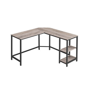 Schreibtisch, 76cm (H), 88 / 138x49cm (BxT), L-Form, greige / schwarz