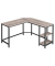 Schreibtisch, 76cm (H), 88 / 138x49cm (BxT), L-Form, greige / schwarz