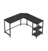 Schreibtisch, 76cm (H), 88 / 138x49cm (BxT), L-Form, schwarz / schwarz