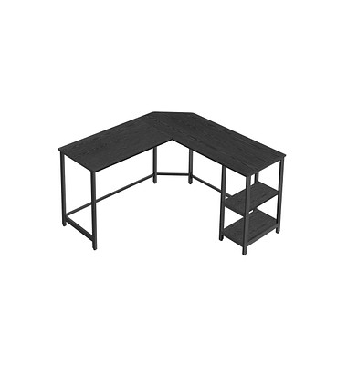 Schreibtisch, 76cm (H), 88 / 138x49cm (BxT), L-Form, schwarz / schwarz