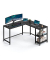 Schreibtisch, 76cm (H), 88 / 138x49cm (BxT), L-Form, schwarz / schwarz