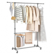 Rollgarderobe LLR401 grau Metall 101,0 - 166,0 x 113,0 - 180,0 cm