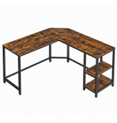 Schreibtisch, 76cm (H), 88 / 138x49cm (BxT), L-Form, braun / schwarz