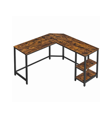 Schreibtisch, 76cm (H), 88 / 138x49cm (BxT), L-Form, braun / schwarz