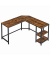 Schreibtisch, 76cm (H), 88 / 138x49cm (BxT), L-Form, braun / schwarz