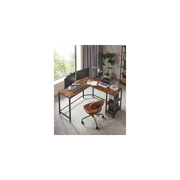Schreibtisch LWD72X 76cm H 88 138x49cm BxT L Form braun schwarz