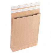 Faltentaschen classic Doppelfixverschluss 2FVMF000512, kurze Seite offen, B4, ohne Fenster, 50mm-Falte, haftklebend, 100g, braun