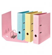 Ordner PURE Pastell 15081382F, A4 80mm Karton vanille-Gelb/Flamingo-Pink/Himmel-Blau