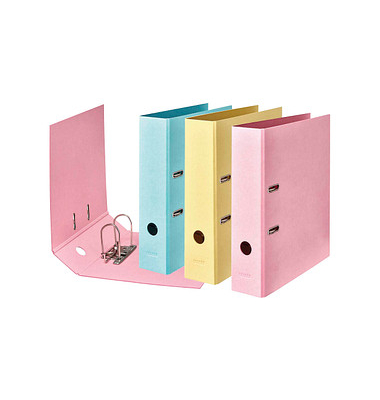 Ordner PURE Pastell 15081382F, A4 80mm Karton vanille-Gelb/Flamingo-Pink/Himmel-Blau