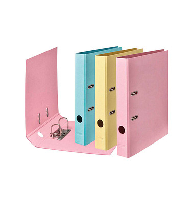 Ordner PURE Pastell 15081682F, A4 50mm Karton vanille-Gelb/Flamingo-Pink/Himmel-Blau