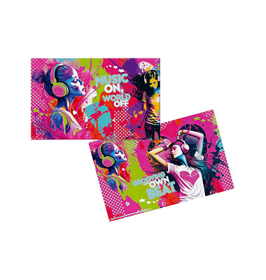 3 HERMA Schreibtischunterlagen Karton Music Girl