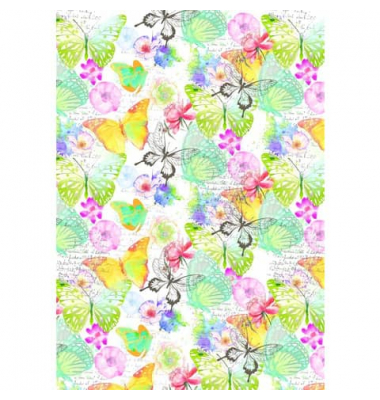 Geschenkpapier 8A8285, Schmetterlinge/Blumen, 50cm x 250m, bunt/Rückseite weiß