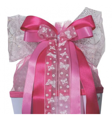 Schultütenschleife, LED-Pink Glamour, Polyester, 50x23cm