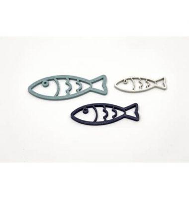 Streufigur Fische, 4-6,5cm, Holz, blau