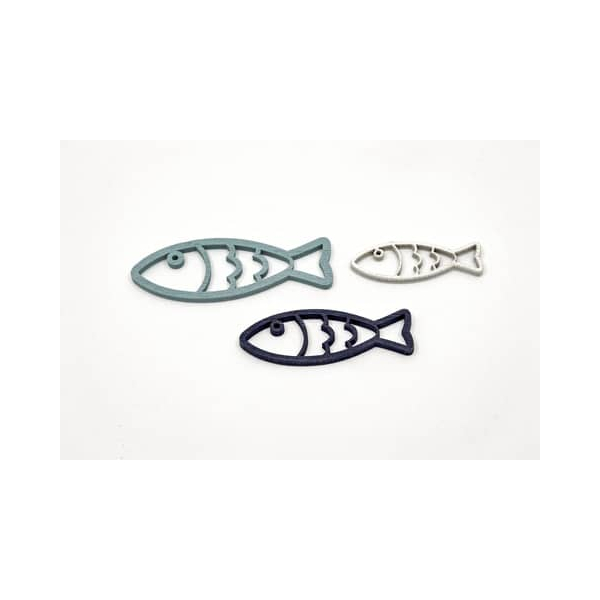 24 Stück Alpedia Streufigur Fische, 4-6,5cm, Holz, blau  HEAD